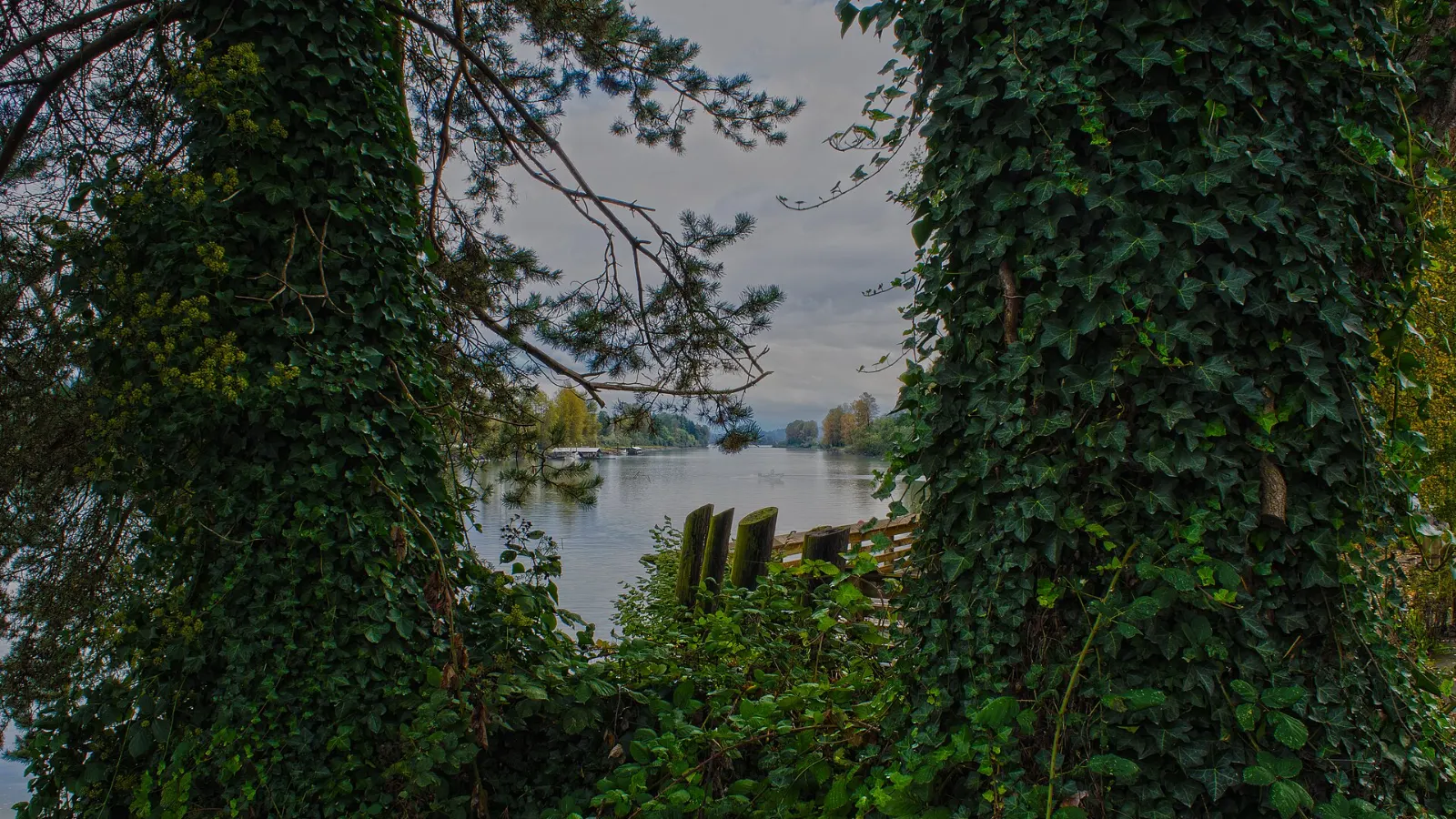 The Fraser River waterfront and walkway at Fort Langley, British Columbia