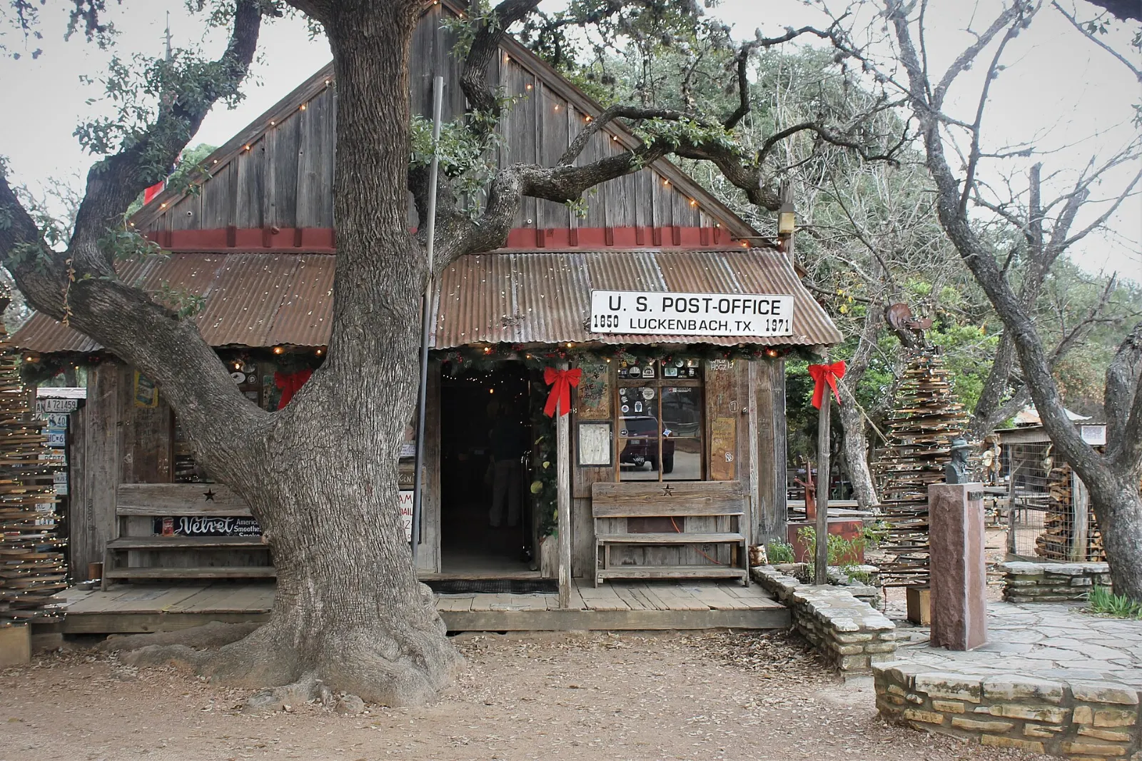 Weathered wooden general store and post office in Luckenbach, Texas, Fredericksburg, Texas
