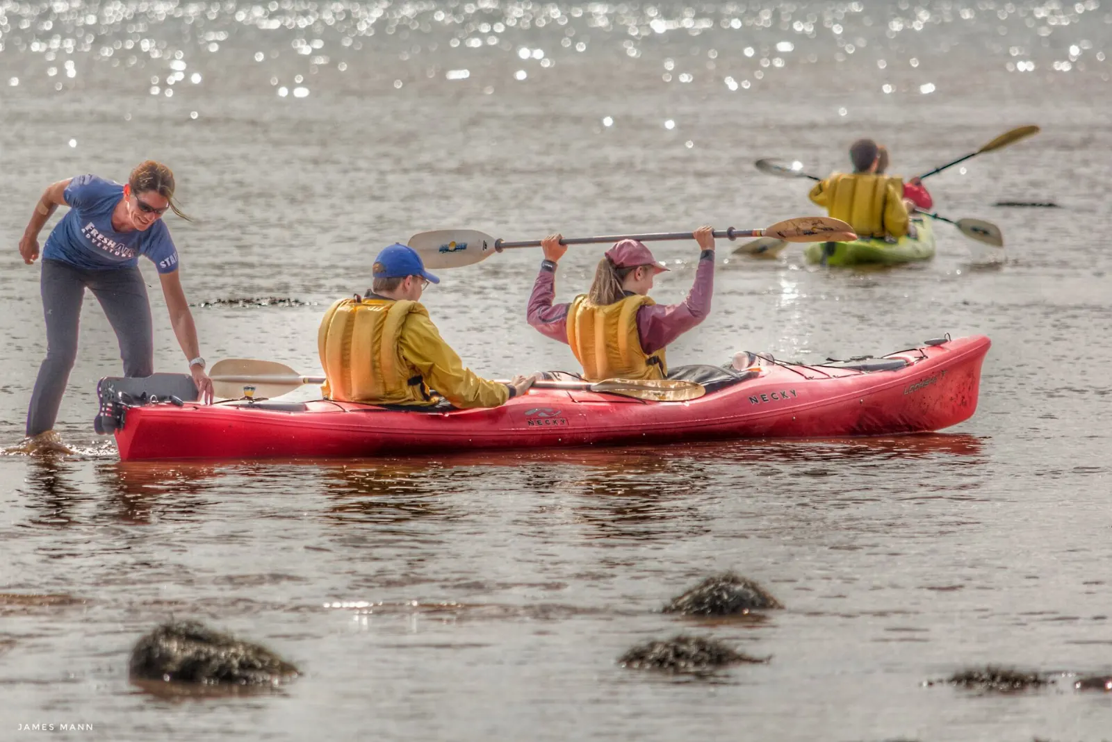 Kayakers paddling on the Bay of Fundy, Fundy National Park, New Brunswick