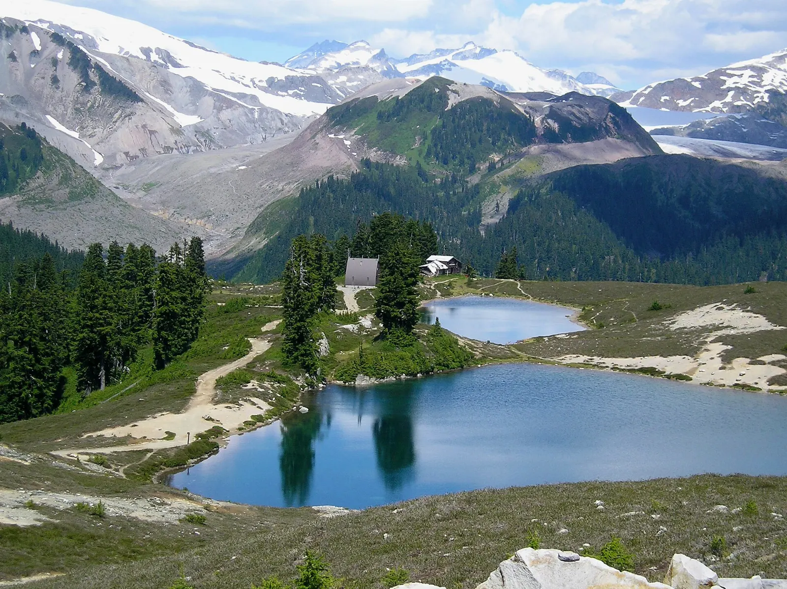 Red volcanic Opal Cone rising from the landscape near Elfin Lakes, Garibaldi Provincial Park, British Columbia