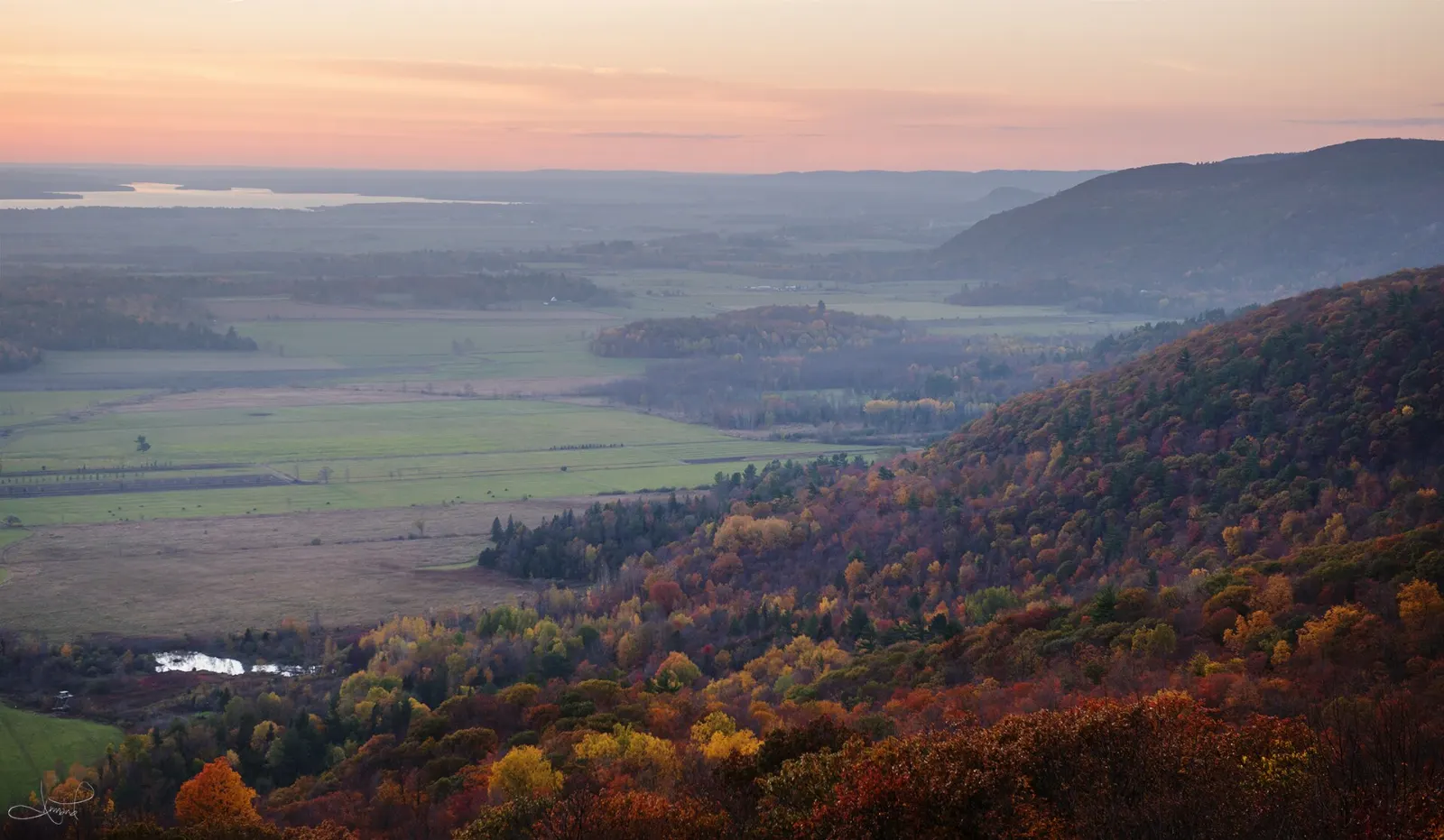 View over the Ottawa River valley from Champlain Lookout, Gatineau Park, Quebec