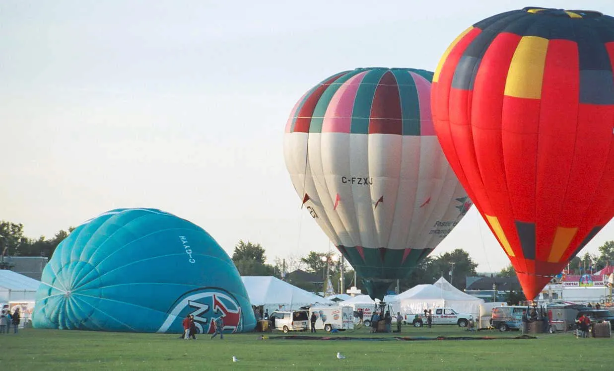 Hot air balloons rising above Gatineau, Quebec