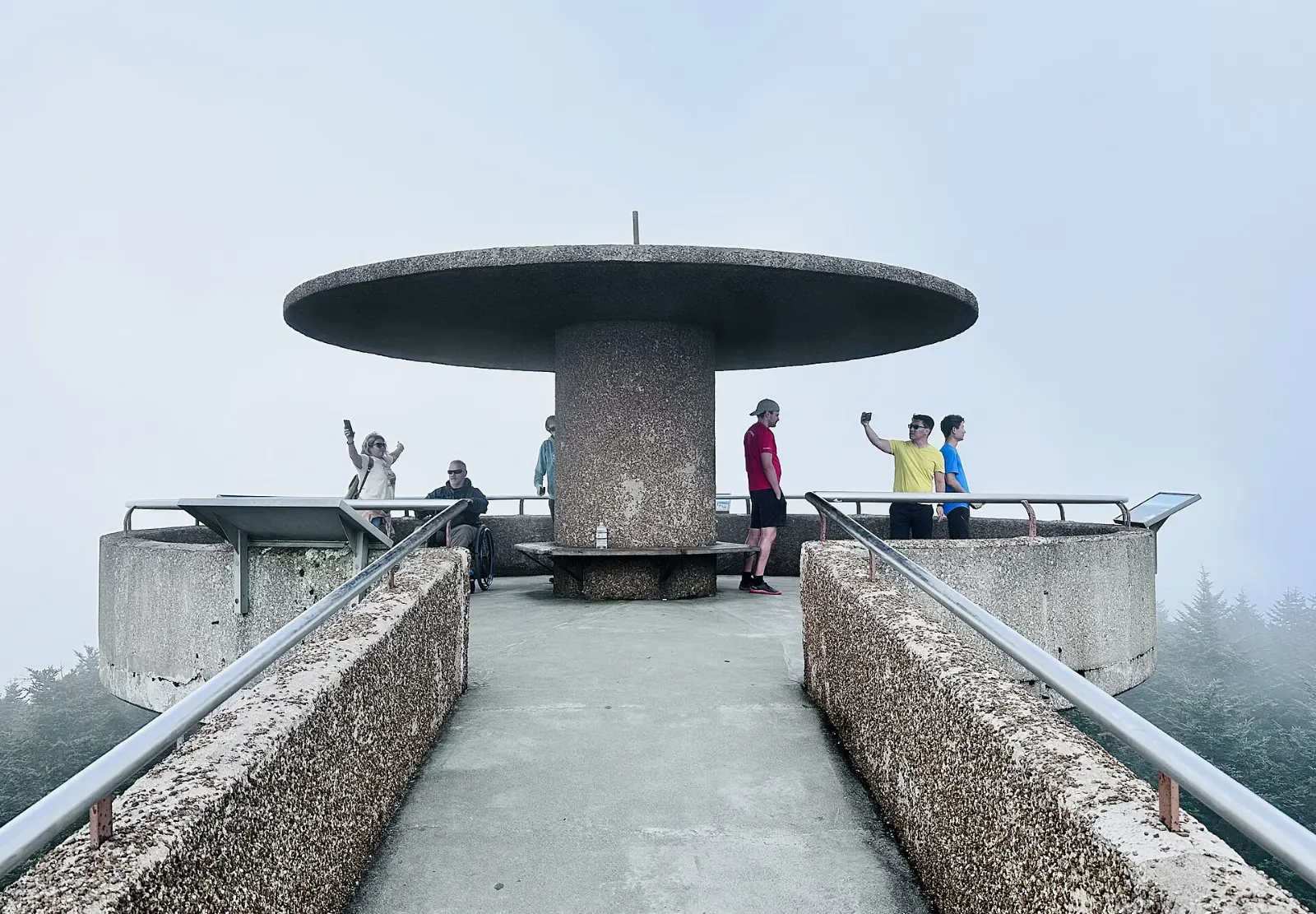 Concrete spiral ramp of the observation tower on the summit of Kuwohi, Gatlinburg, Tennessee