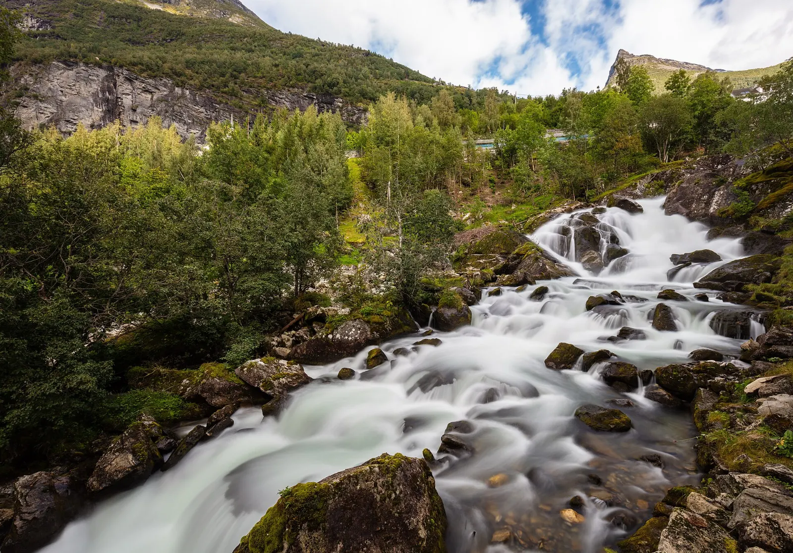 The waterfall walk and the Norwegian Fjord Centre, Geirangerfjord, Norway