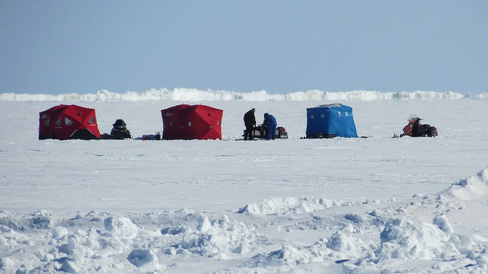 Winter scene on frozen Lake Winnipeg, Gimli, Manitoba