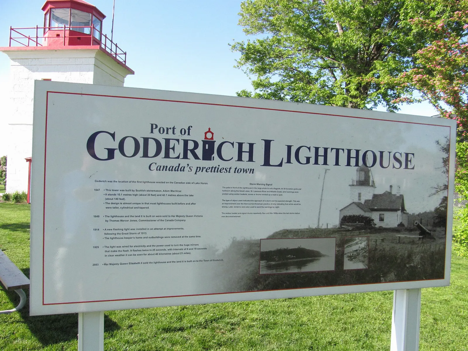 Goderich Lighthouse above Lake Huron, Ontario
