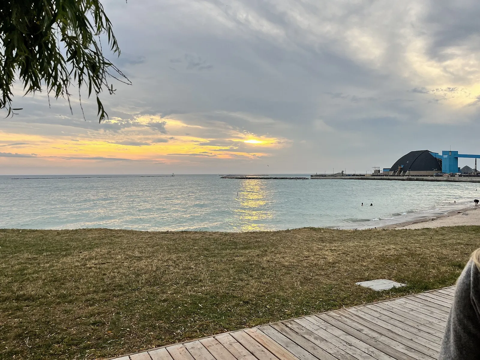 Boardwalk and sand beach at Goderich on Lake Huron, Ontario