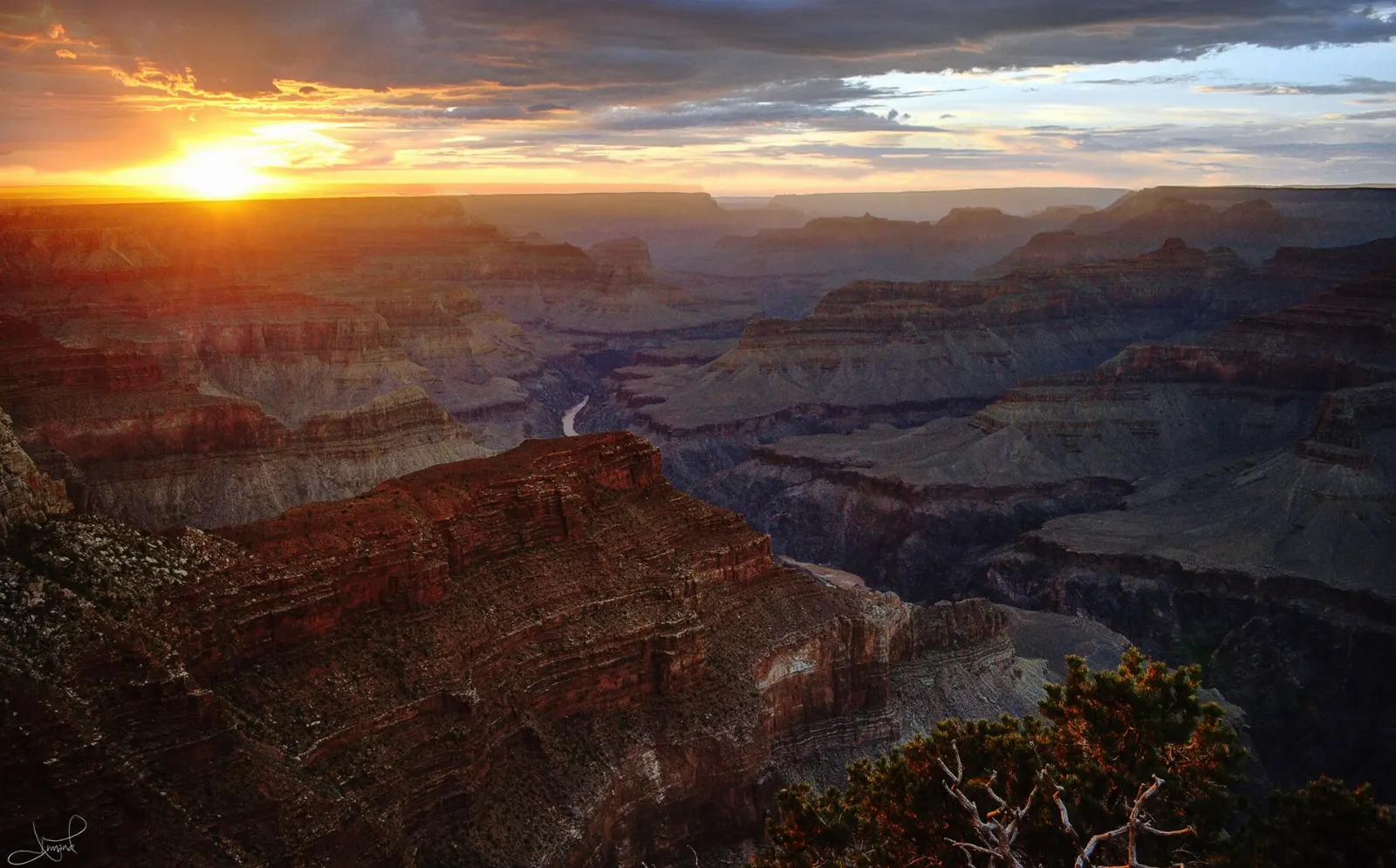 Evening light on buttes and temples seen from Hopi Point along Hermit Road, Grand Canyon National Park, Arizona