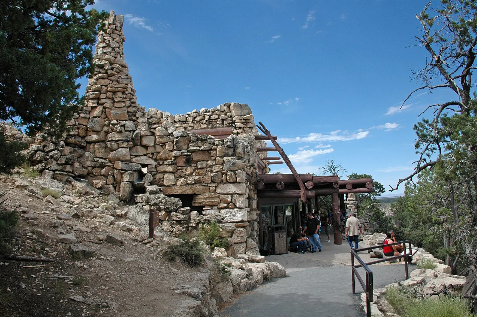 Rustic stone Hermits Rest building at the western end of Hermit Road, Grand Canyon National Park, Arizona