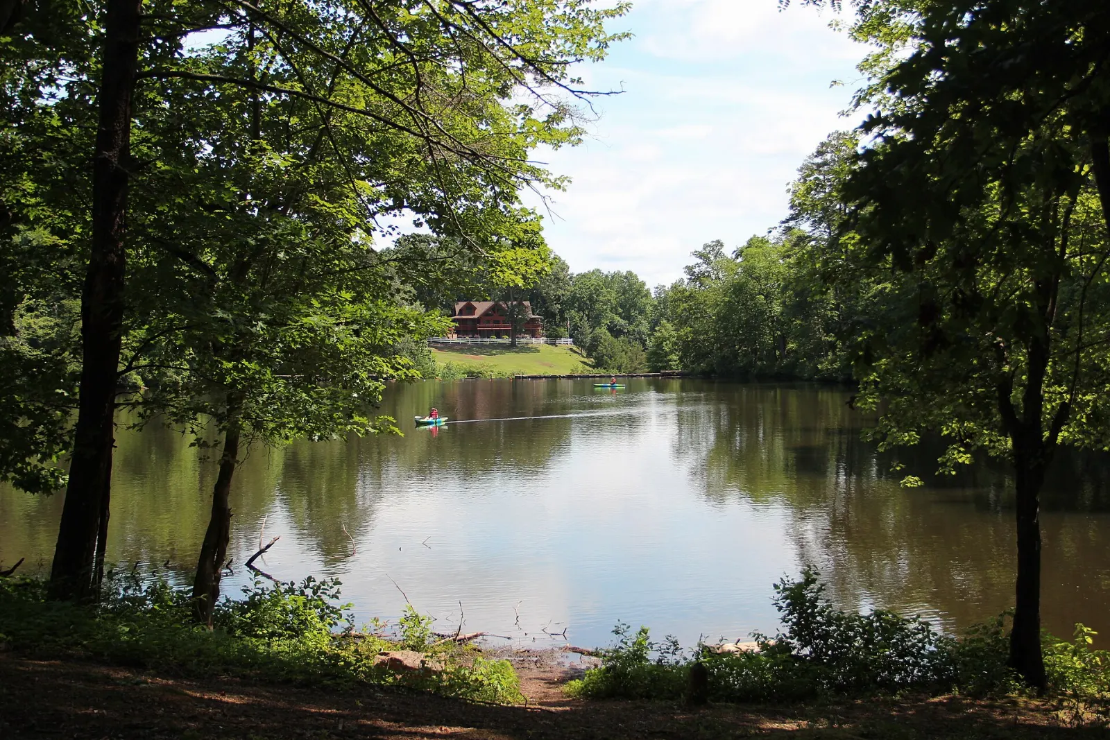 Forest-lined lake at Paris Mountain State Park, Greenville, South Carolina