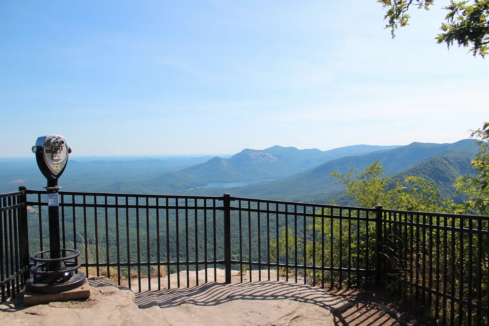 View from the Caesars Head overlook across forested mountain ridges, Greenville, South Carolina