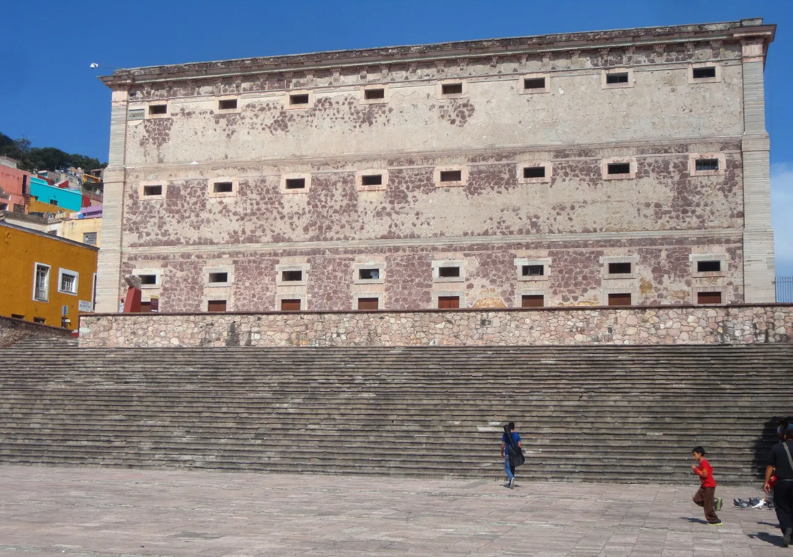 The massive stone walls of the Alhóndiga de Granaditas, Guanajuato City, Guanajuato
