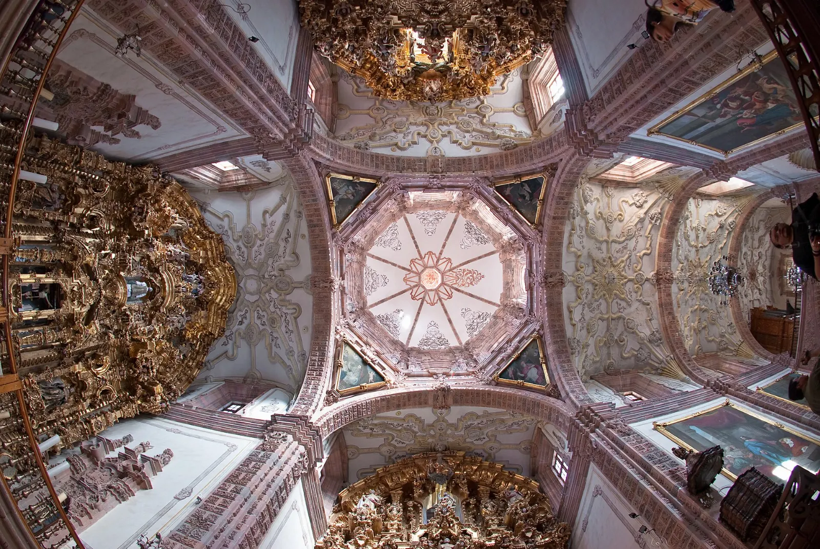The carved Churrigueresque facade of La Valenciana church, Guanajuato City, Guanajuato