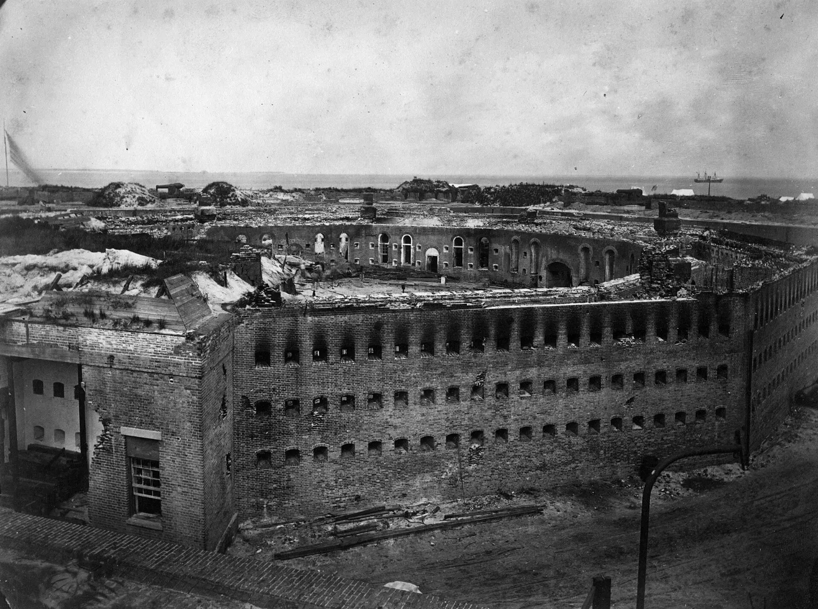 Brick walls and arched casemates of Fort Morgan on Mobile Point, Gulf Shores, Alabama