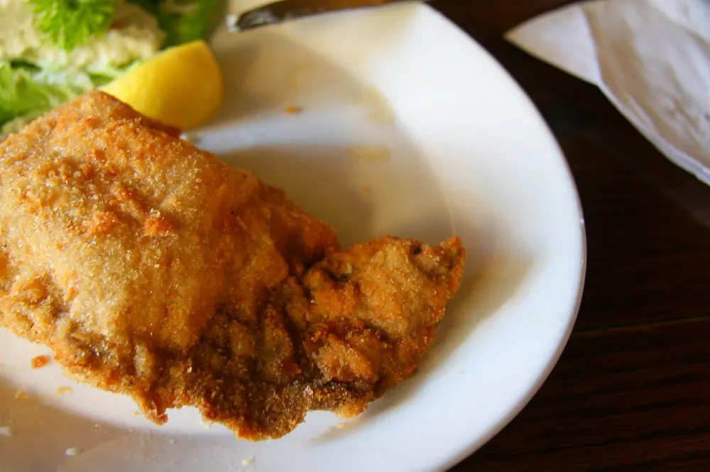 Wiener schnitzel in Hallstatt, Austria