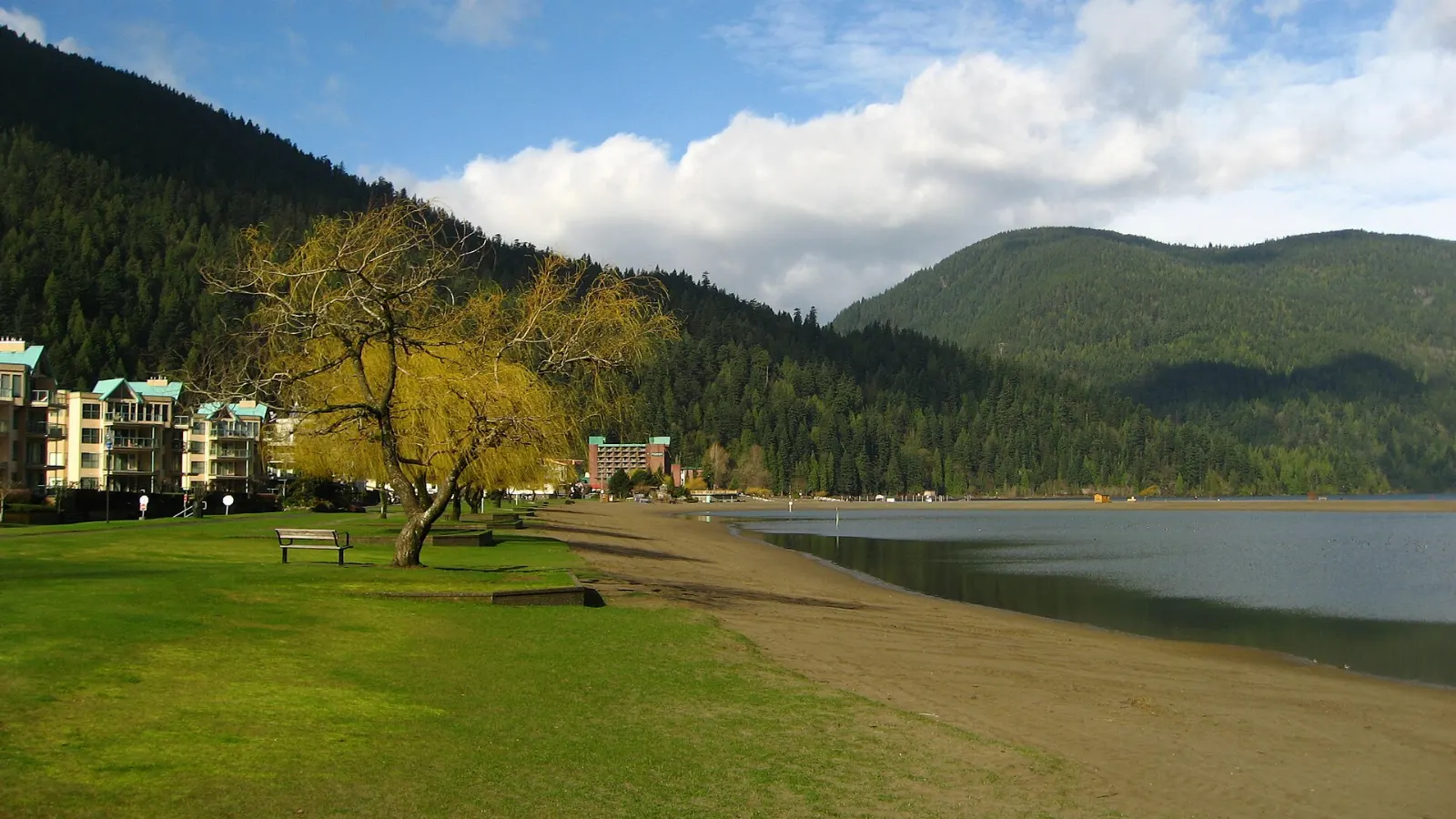 Swimming lagoon on the beach at Harrison Hot Springs, British Columbia
