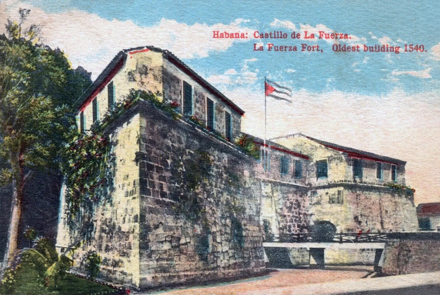 The moated stone fortress of Castillo de la Real Fuerza beside Plaza de Armas, Havana, Cuba