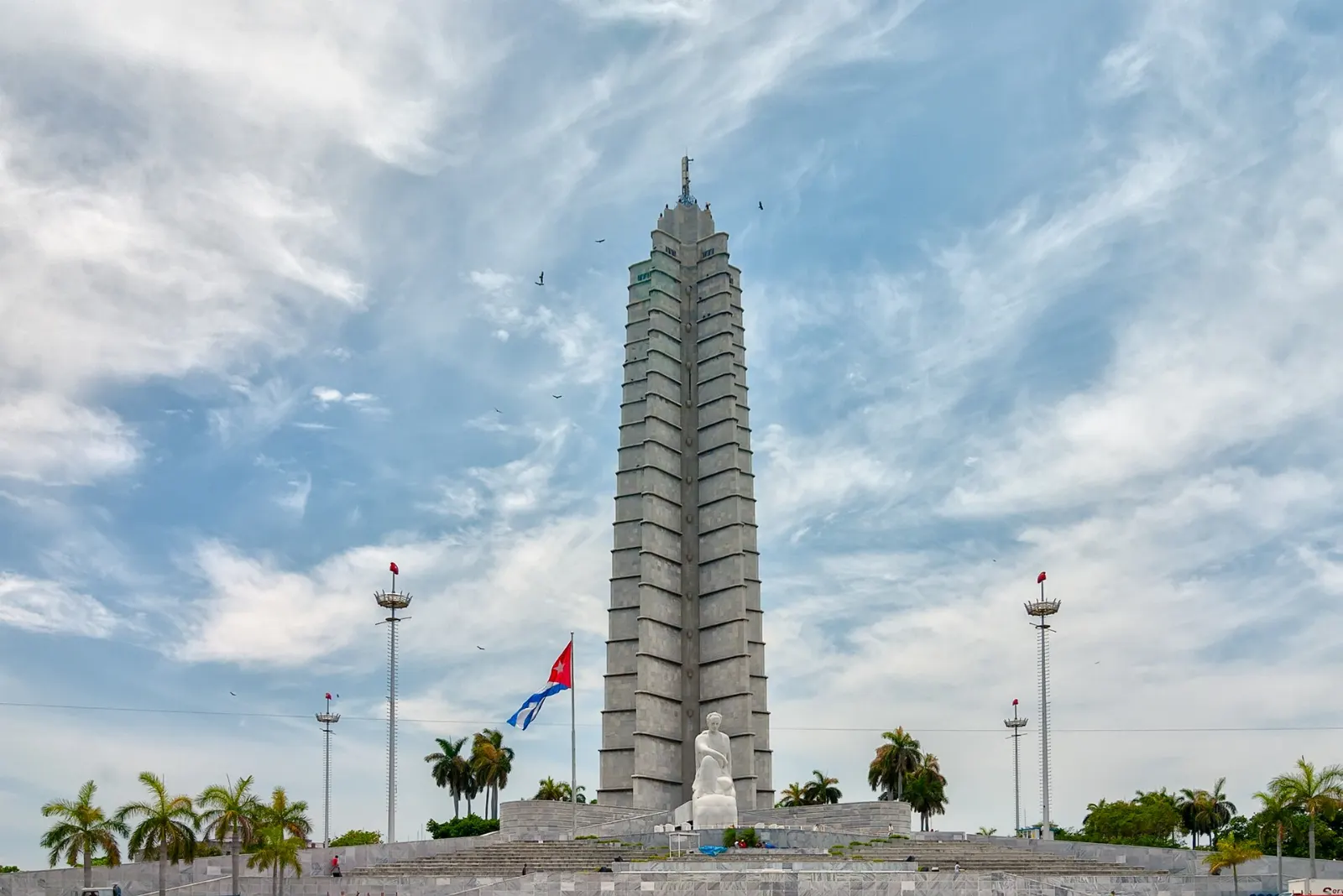 The tall star-shaped tower of the José Martí Memorial above Plaza de la Revolución, Havana, Cuba