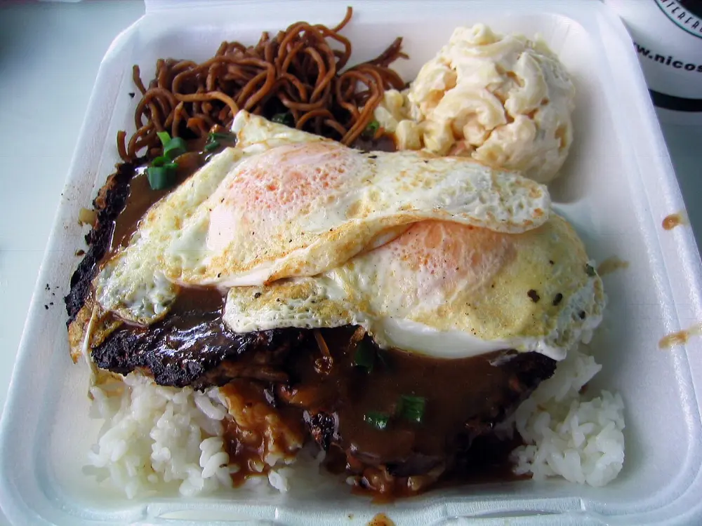 Loco moco in Hawaii Volcanoes National Park