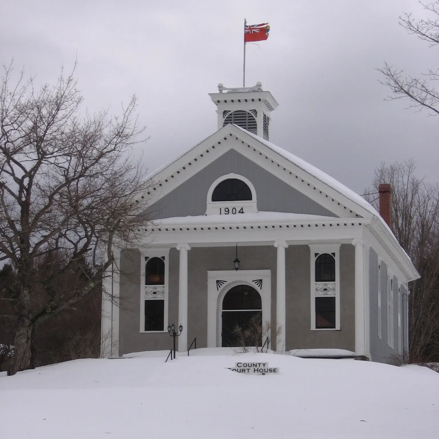 The historic courthouse and jail buildings of the Albert County Museum in Hopewell Cape, Hopewell Rocks, New Brunswick