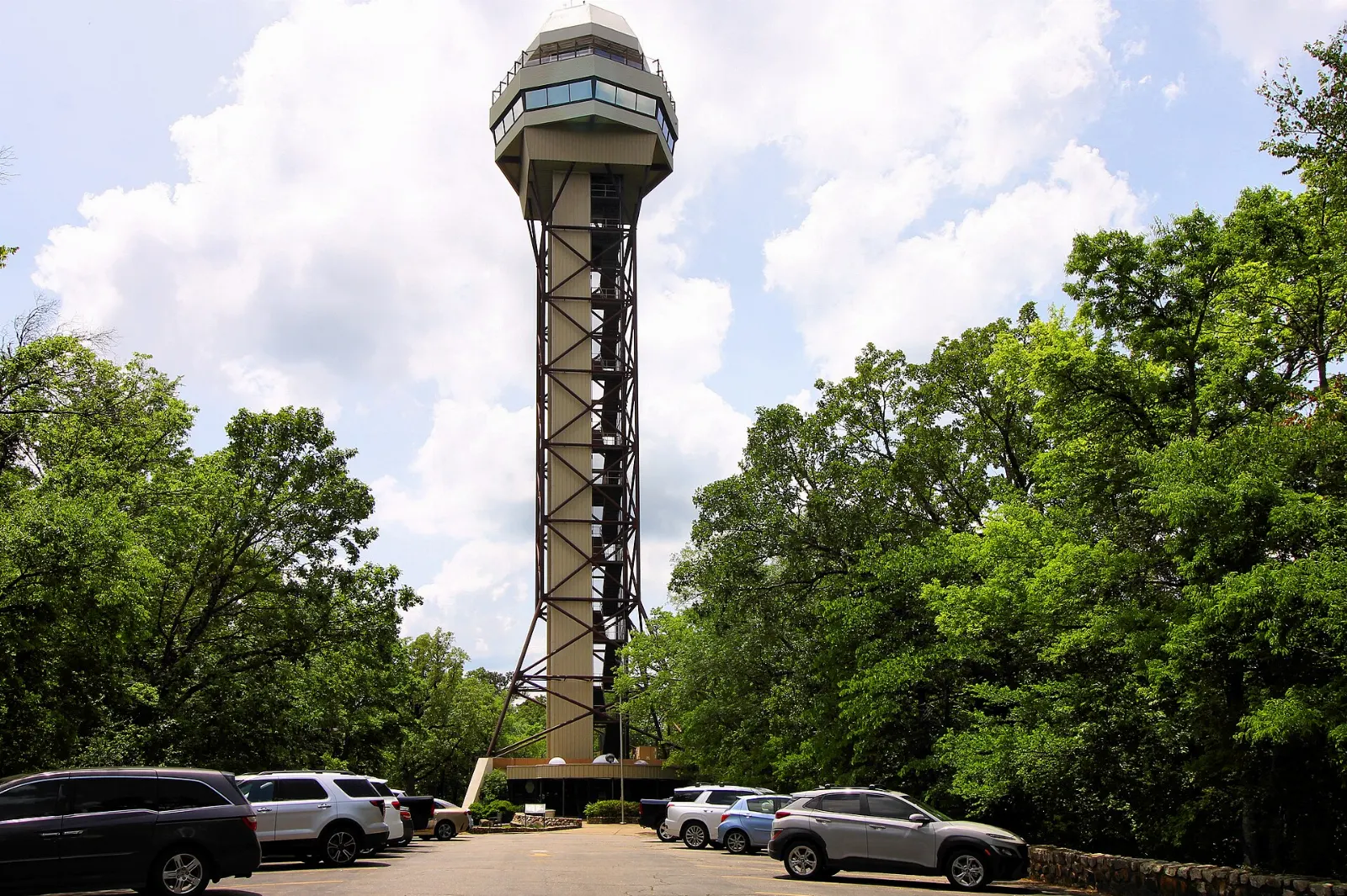 The observation tower rising above the forest on Hot Springs Mountain, Arkansas