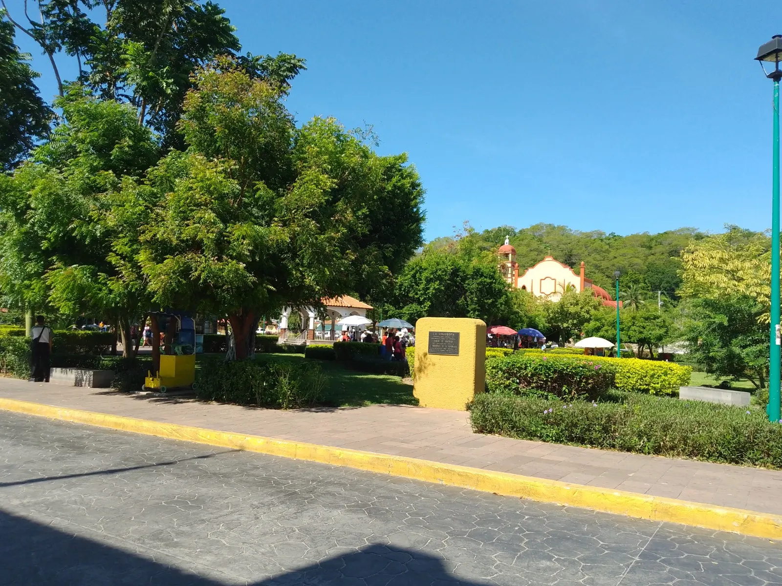 Central plaza in La Crucecita lined with restaurants, Huatulco, Oaxaca