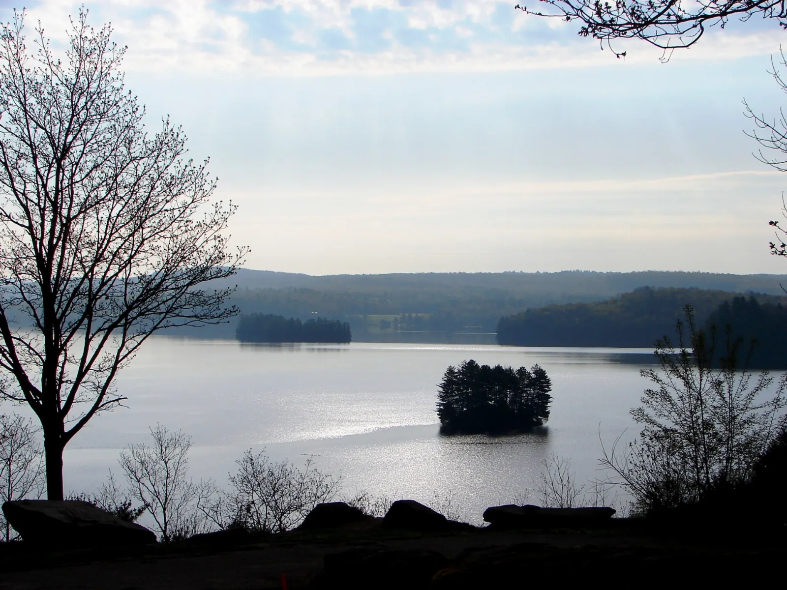 Calm water of Fairy Lake near Huntsville, Ontario