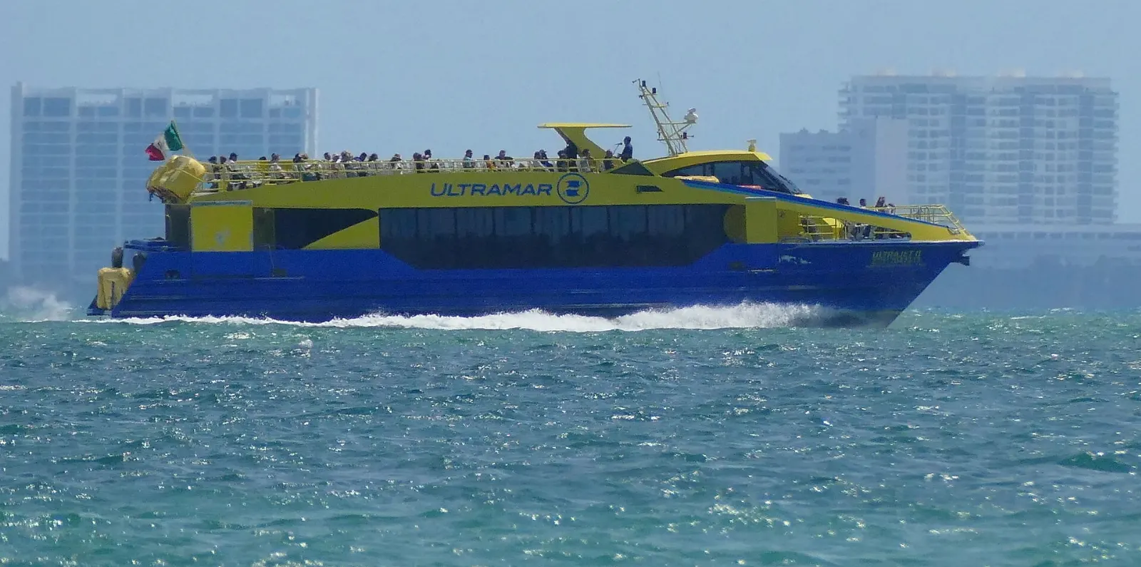 Passenger ferry arriving at the Isla Mujeres dock, Quintana Roo