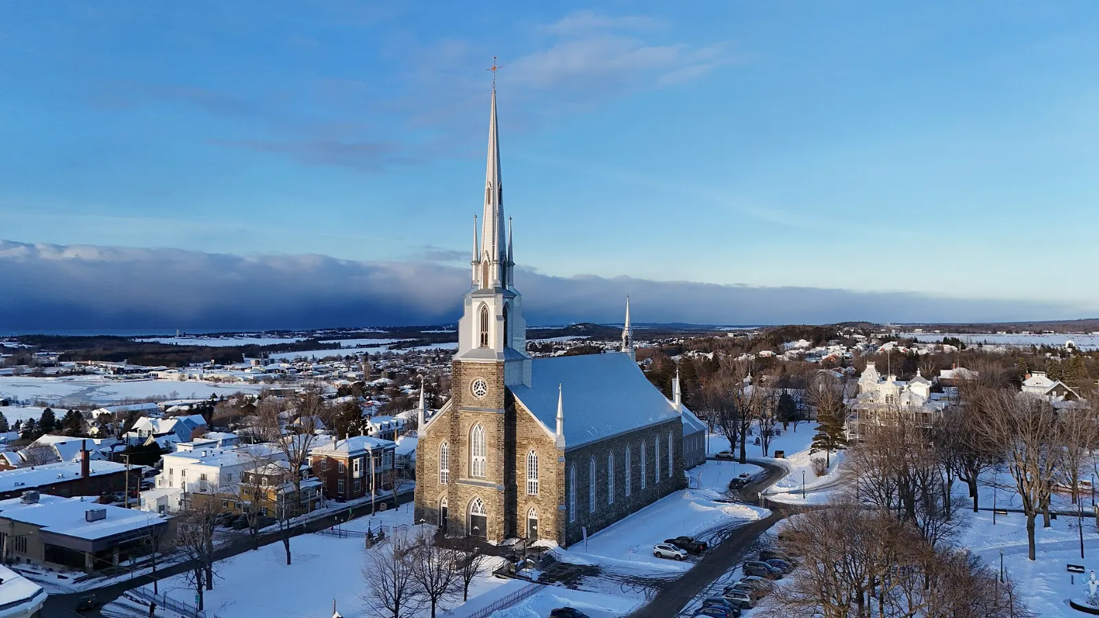 Waterfall and town of Rivière-du-Loup on the St. Lawrence, Kamouraska, Quebec