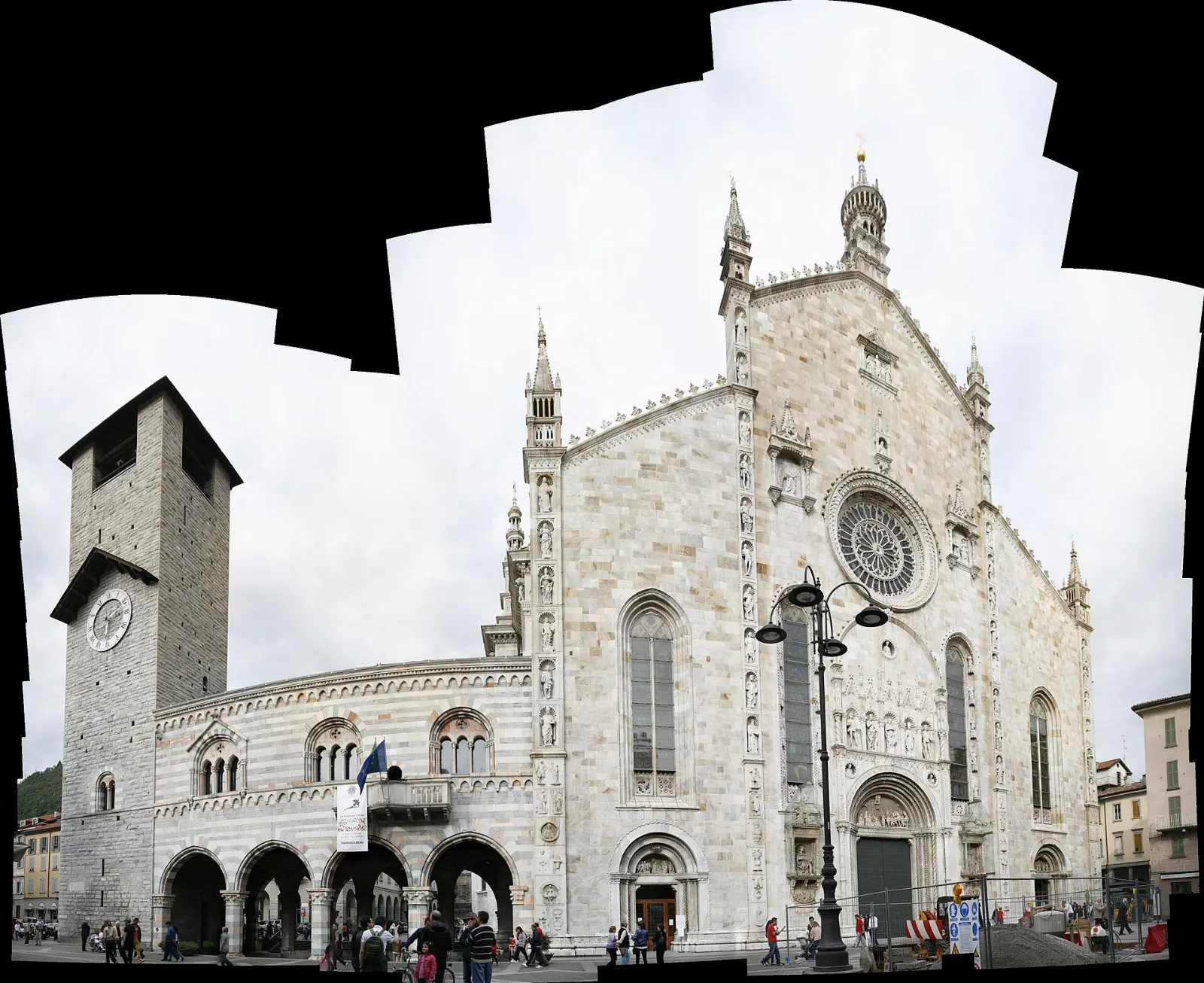 Marble facade and dome of Como Cathedral, Lake Como, Italy