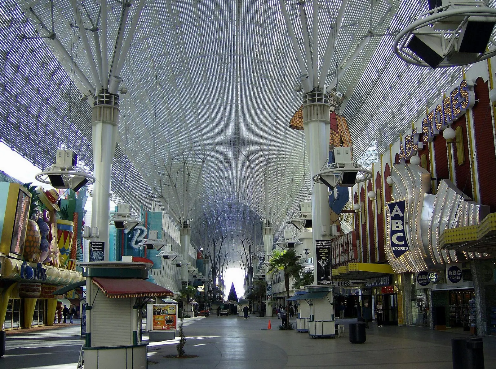 Crowds walking beneath the illuminated video canopy over Fremont Street, Las Vegas, Nevada