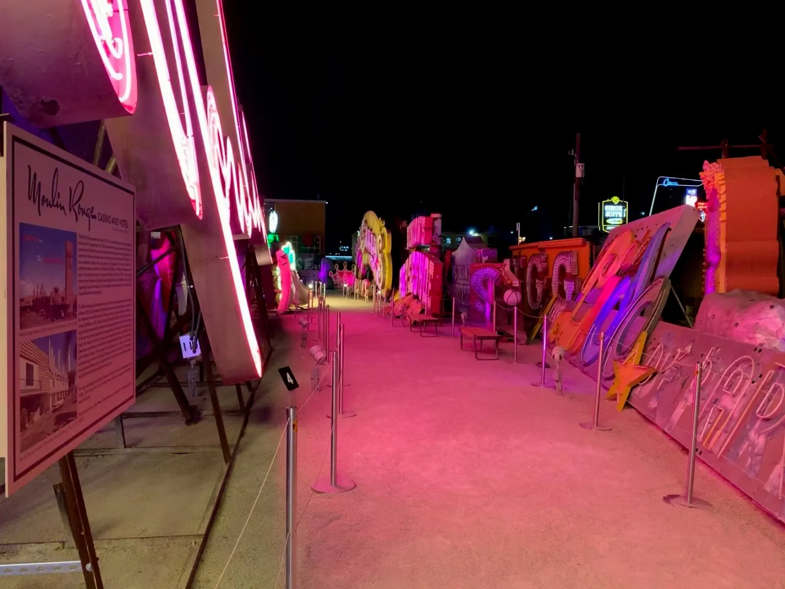 Vintage casino signs displayed outdoors at the Neon Museum boneyard, Las Vegas, Nevada