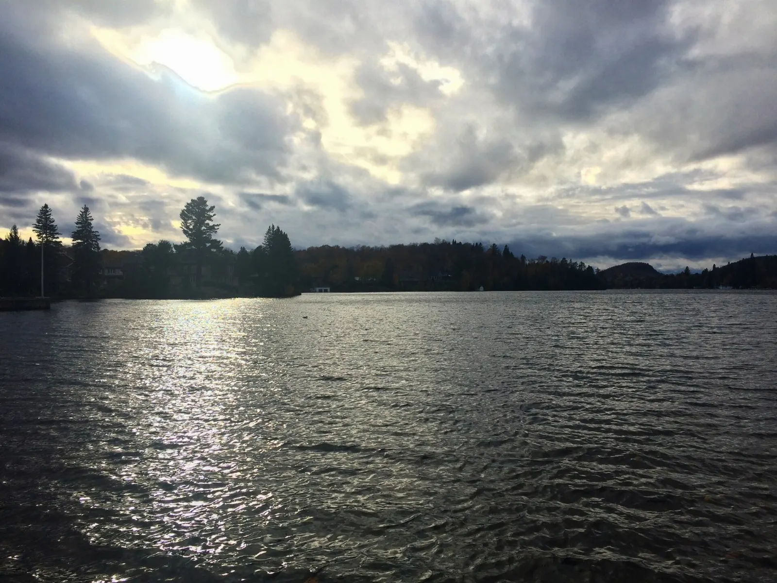 Lac des Sables beside the town of Sainte-Agathe-des-Monts, Laurentians, Quebec