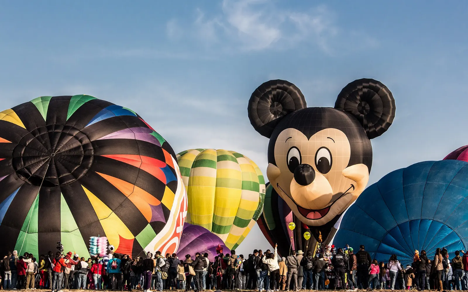Hot air balloons rising over León during the balloon festival, Guanajuato