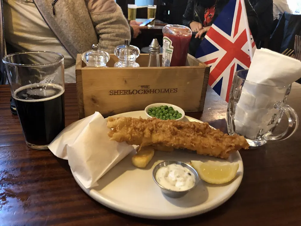 Fish and chips in London, England