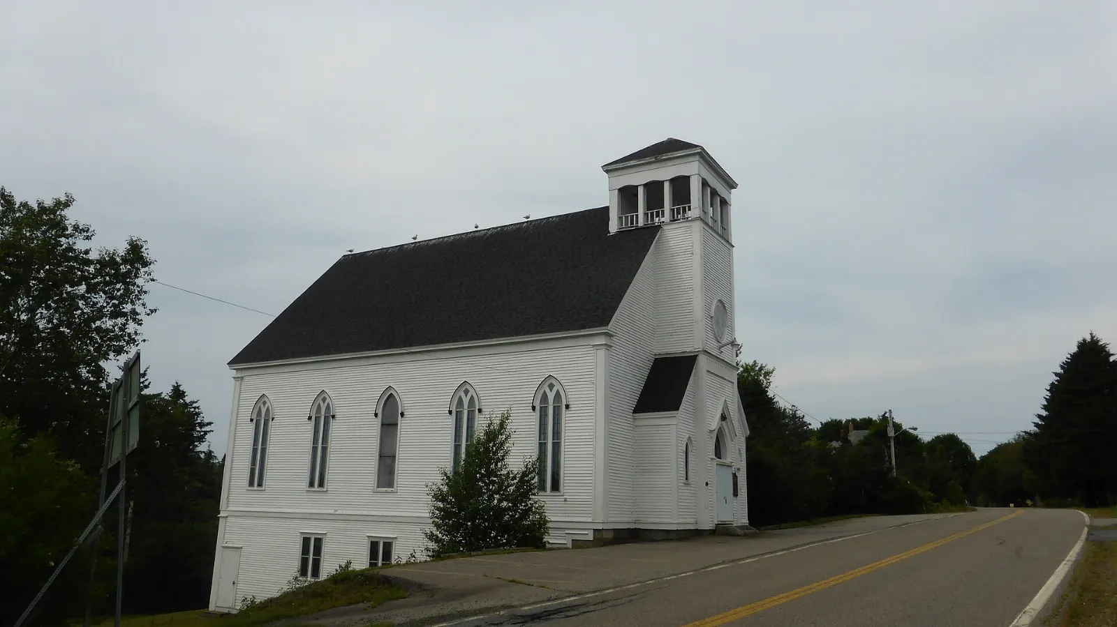 St. Andrew's Presbyterian Church and its steeple in Lunenburg, Nova Scotia