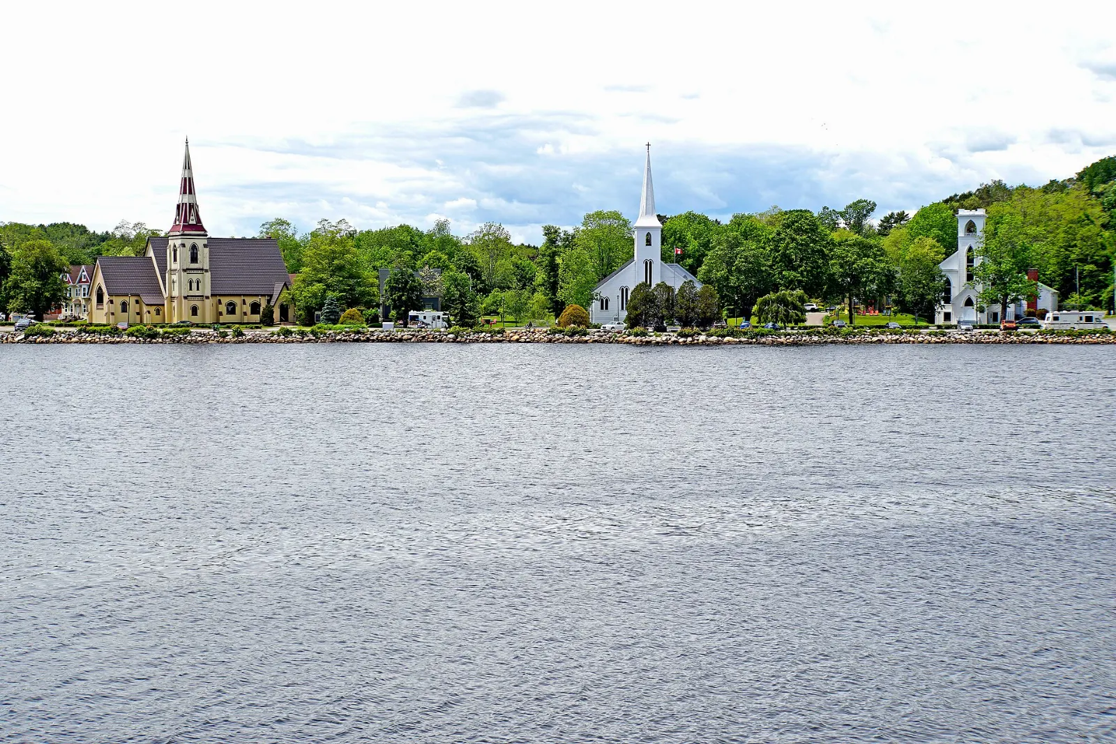 The three churches along the shore at Mahone Bay, Lunenburg, Nova Scotia