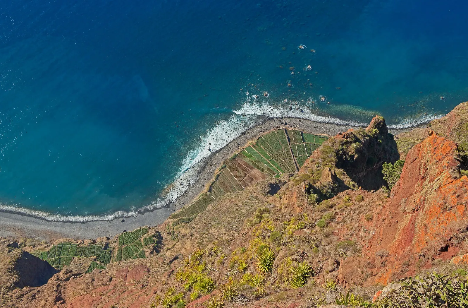 A glass-floored viewing platform on top of a towering sea cliff, Madeira, Portugal