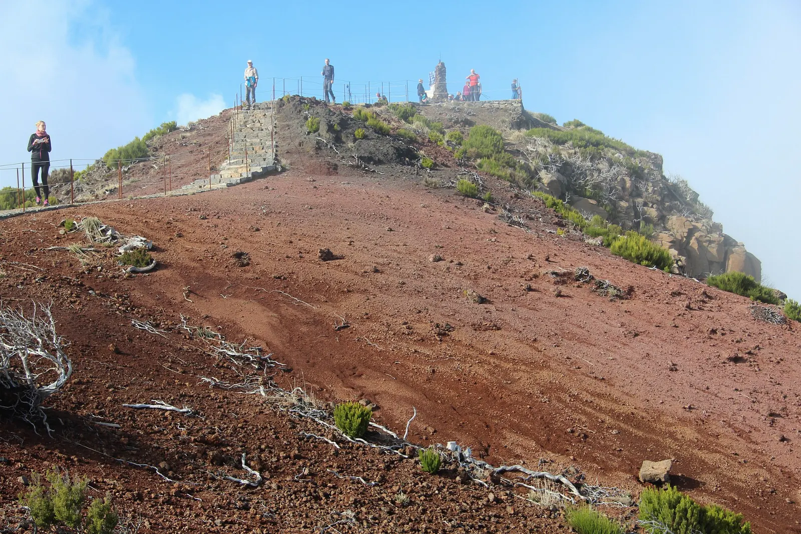 A mountain path running along a ridge toward the summit of Pico Ruivo, Madeira, Portugal