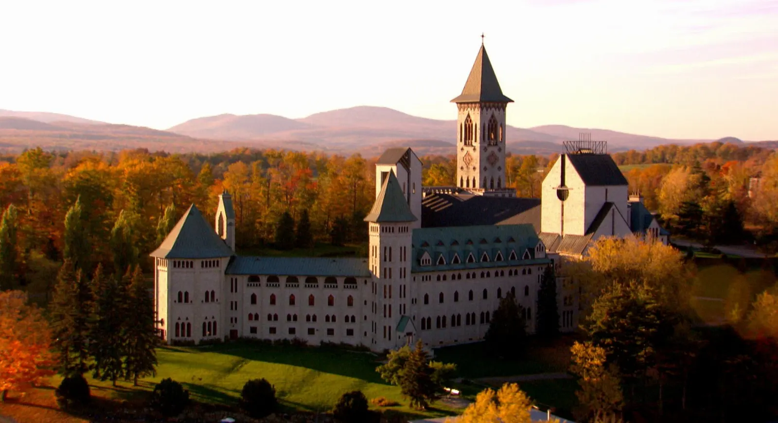 Abbey on the shore of Lake Memphremagog at Saint-Benoît-du-Lac, Quebec