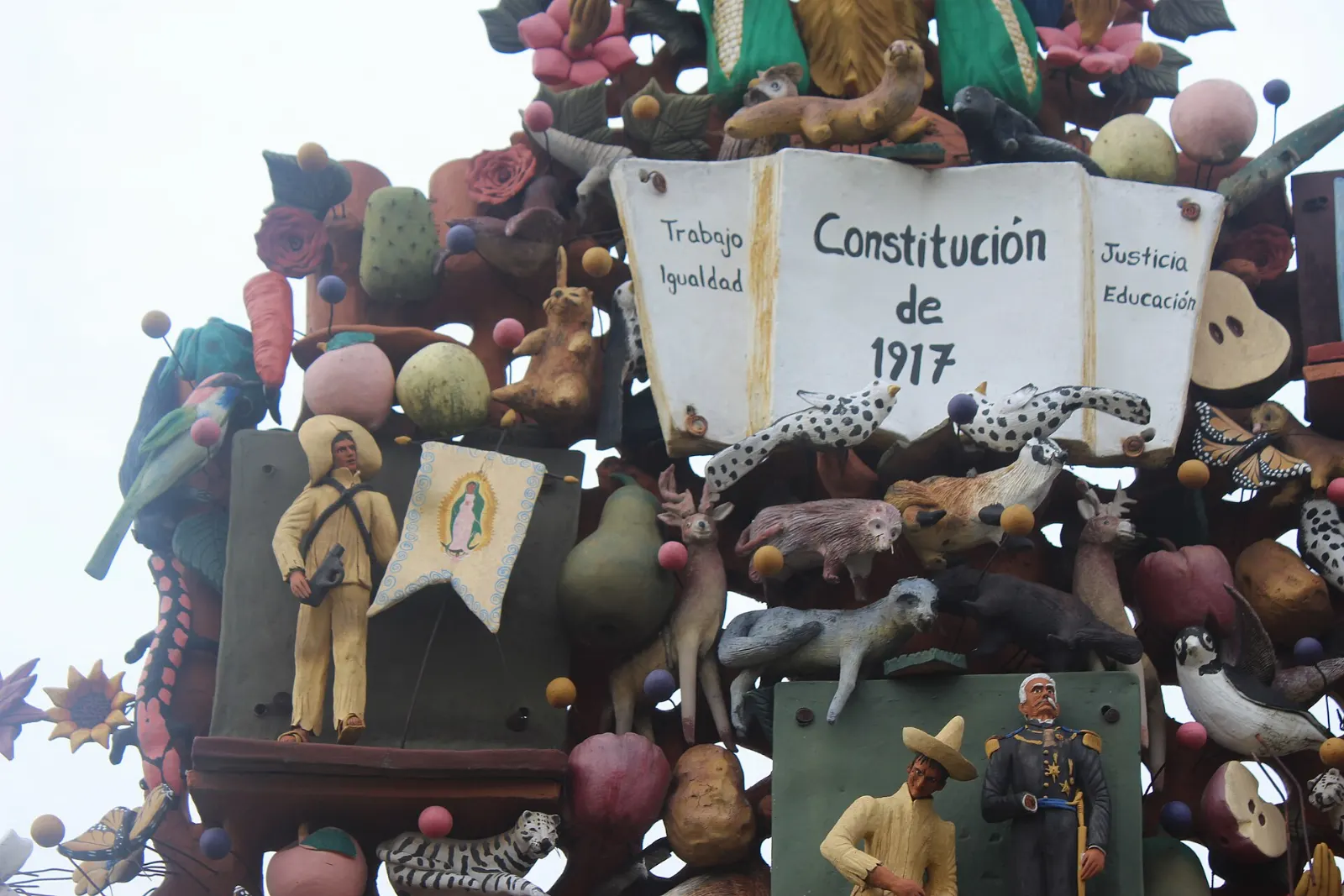 Colourful Tree of Life clay sculpture from Metepec, State of Mexico