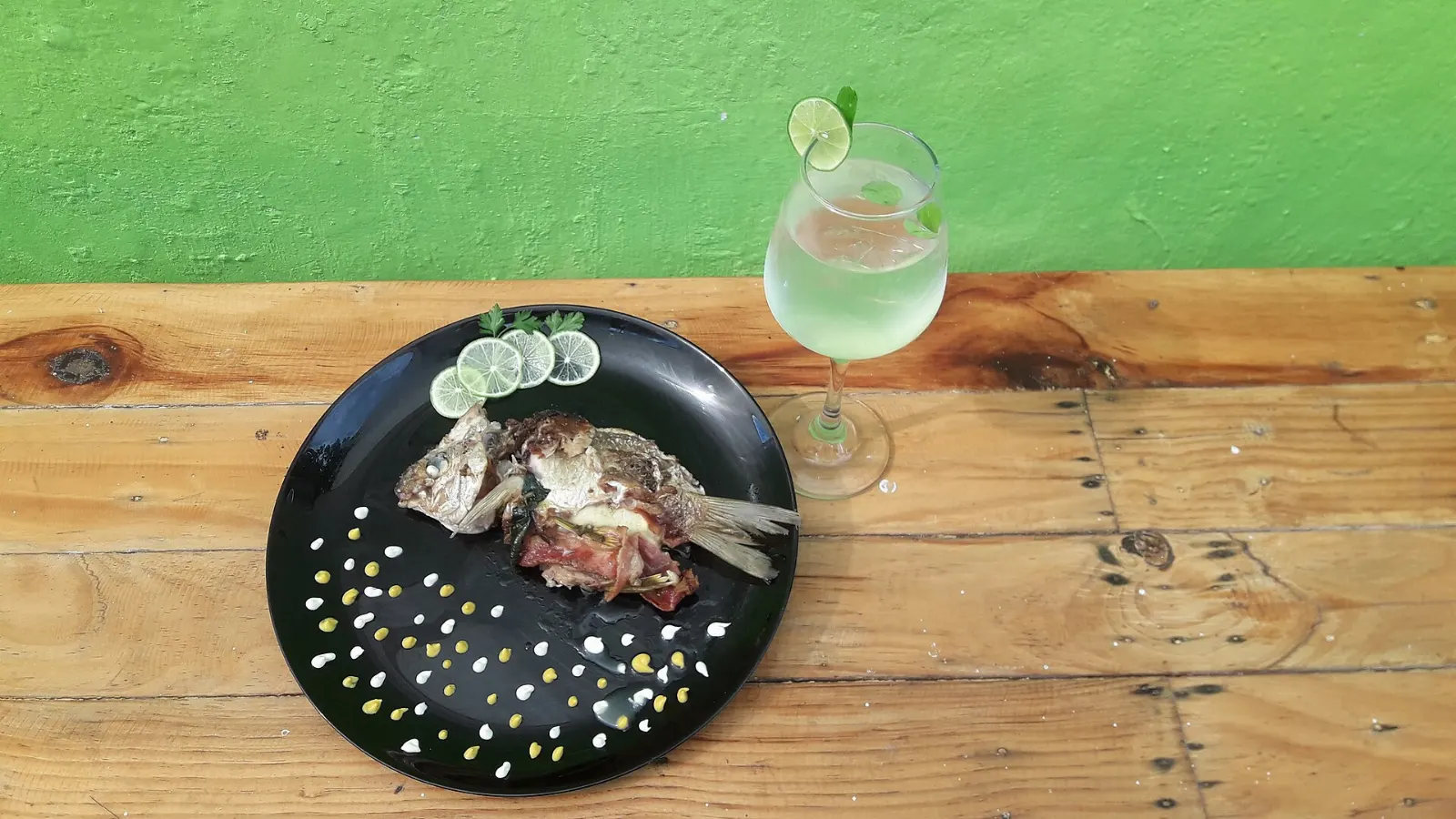 Grilled pescado zarandeado served on a platter, Mexcaltitán, Nayarit