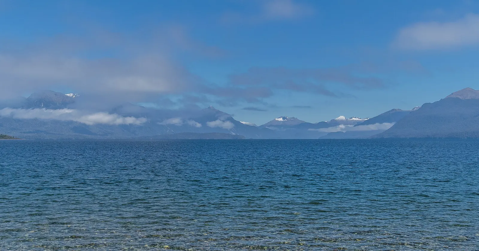 Lake Te Anau with the Murchison Mountains on the far shore, Milford Sound, New Zealand