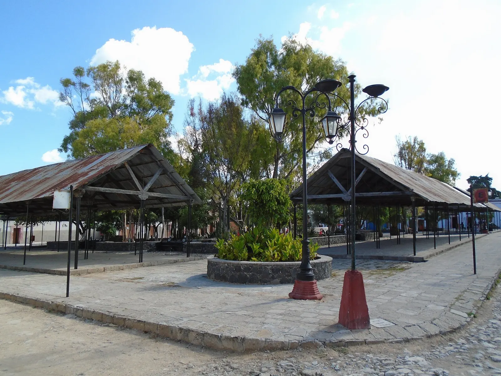 Stone walkways of the Plaza del Minero in Mineral de Pozos, Guanajuato