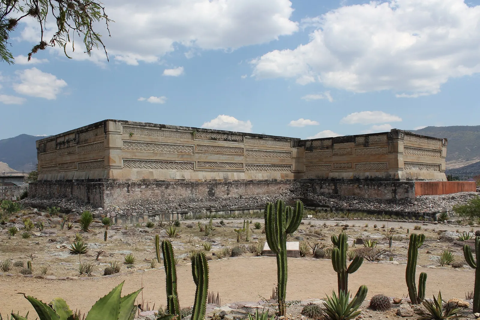 Monolithic stone columns inside the Hall of Columns at Mitla, Oaxaca