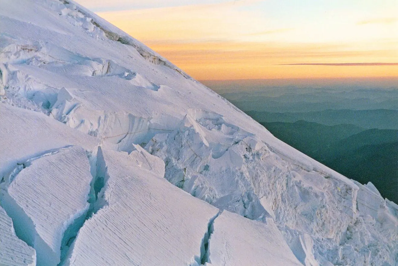 Northeast face of Mount Rainier with the broad Emmons Glacier seen from Sunrise, Mount Rainier National Park, Washington