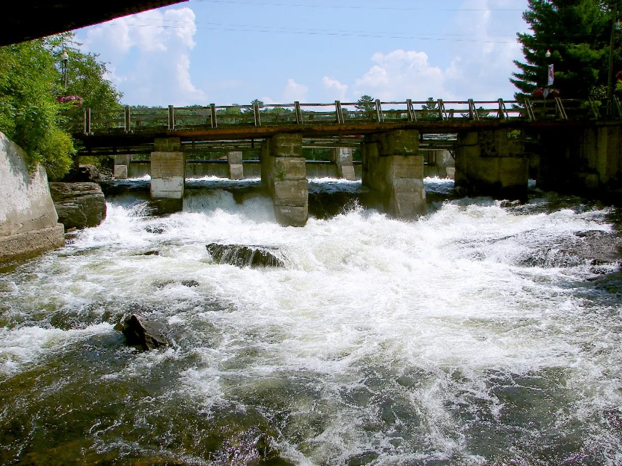 Water rushing over rock at Bala Falls, Muskoka, Ontario