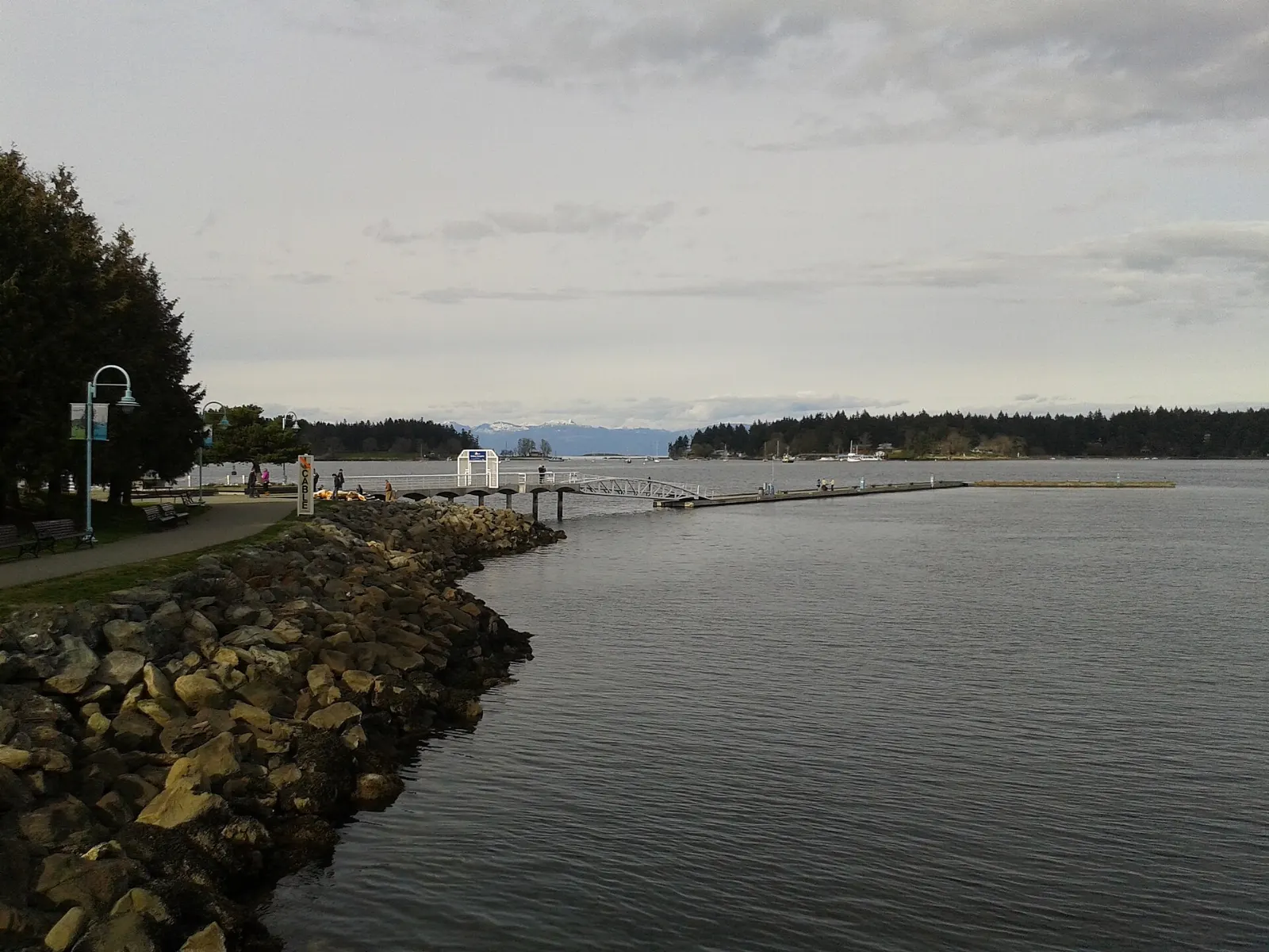 The arched footbridge over Swy-a-lana Lagoon in Nanaimo, British Columbia