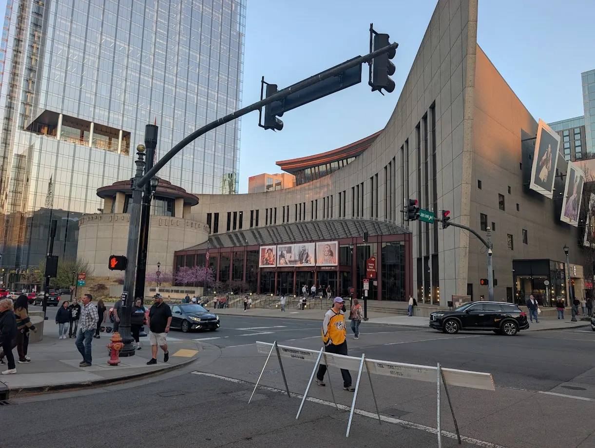 Modern exterior of the Country Music Hall of Fame and Museum in downtown Nashville, Tennessee