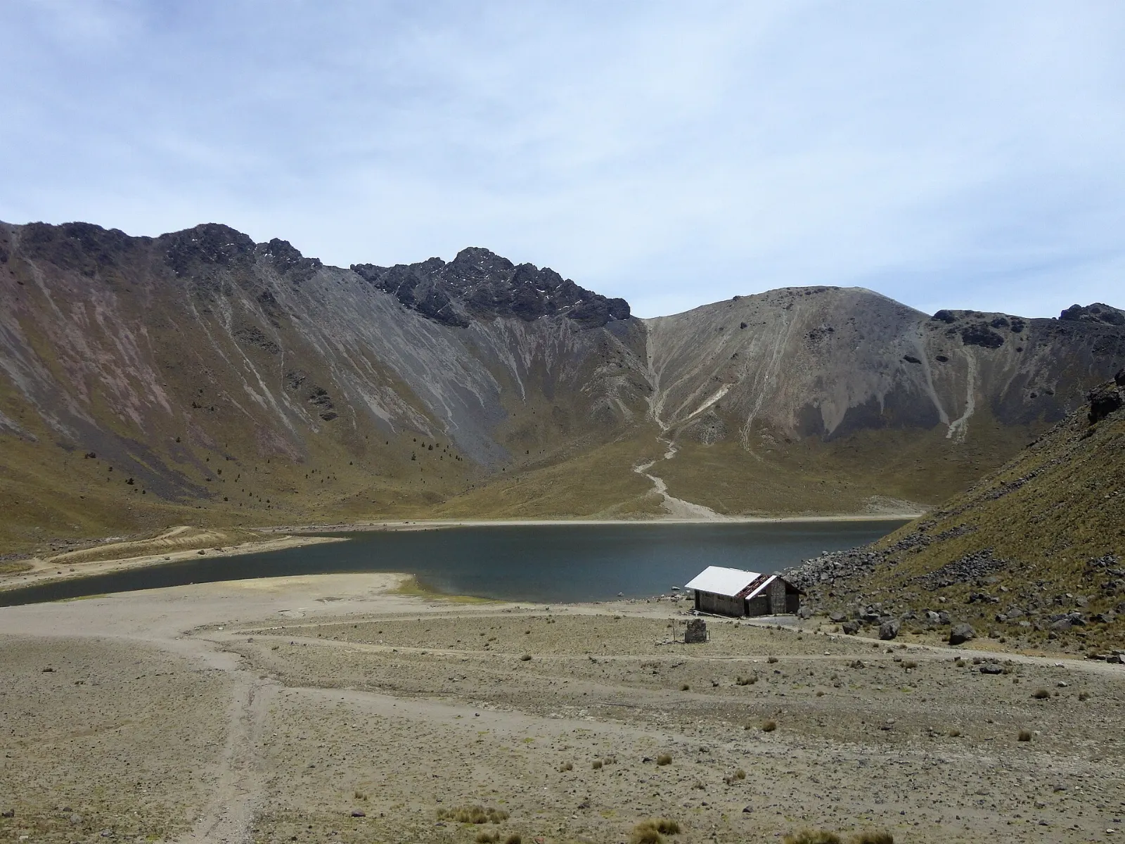 Laguna del Sol surrounded by crater walls, Nevado de Toluca, State of Mexico
